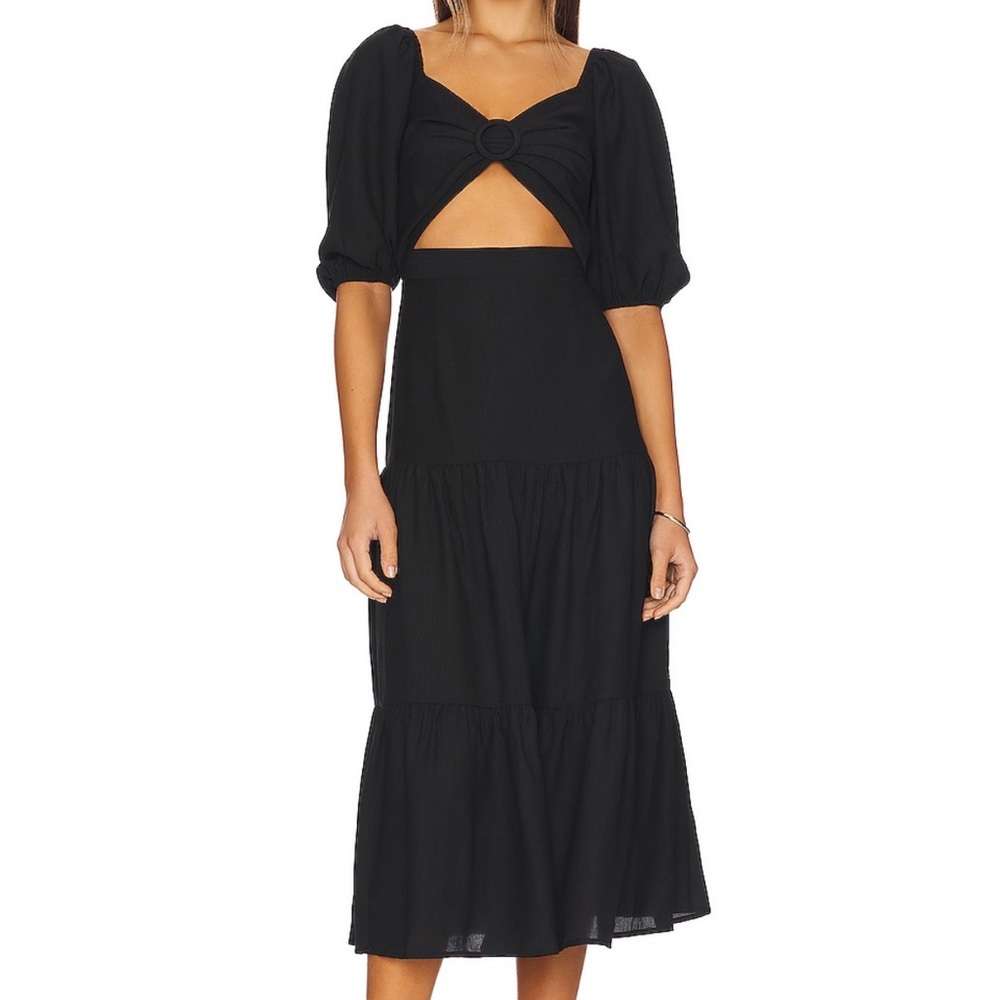 Mink Pink Audrey Midi Dress- black